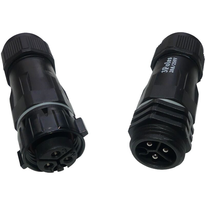 connecteur mâle vers femelle - 3 pôles - ip68 - europole 17002