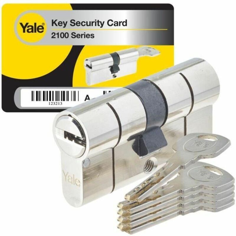 Yale Hochsicherheitszylinder Serie 2100 Vernickelt Auskuppelbar30x40mm, 5 Wendeschlüssel.