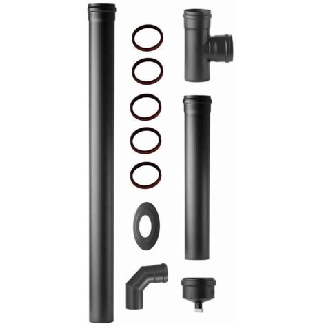 EUROPROFIL Kit facile per installazione stufa a pellet, Ø 80 mm, colore nero