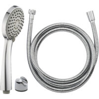 EUROSANIT Duo : douchette 3 jets éco.d'eau chr. barca + flexible inox da chr. extens. 1.50/1.75m + sup.abs
