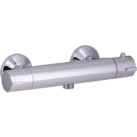 Eurosanit – Mitigeur thermostatique de douche en laiton – Cartouche thermostatique – Tête céramique 1/2 tour – Bouton sécurité anti-brûlure 38°C
