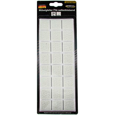 EUROTOOLS Filzgleiter 340-NBFR, 28x28 mm, weiß, 24 Stück
