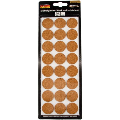 EUROTOOLS Möbelgleiter 342-NBFR, Kork, Ø 28 mm, 24 Stück