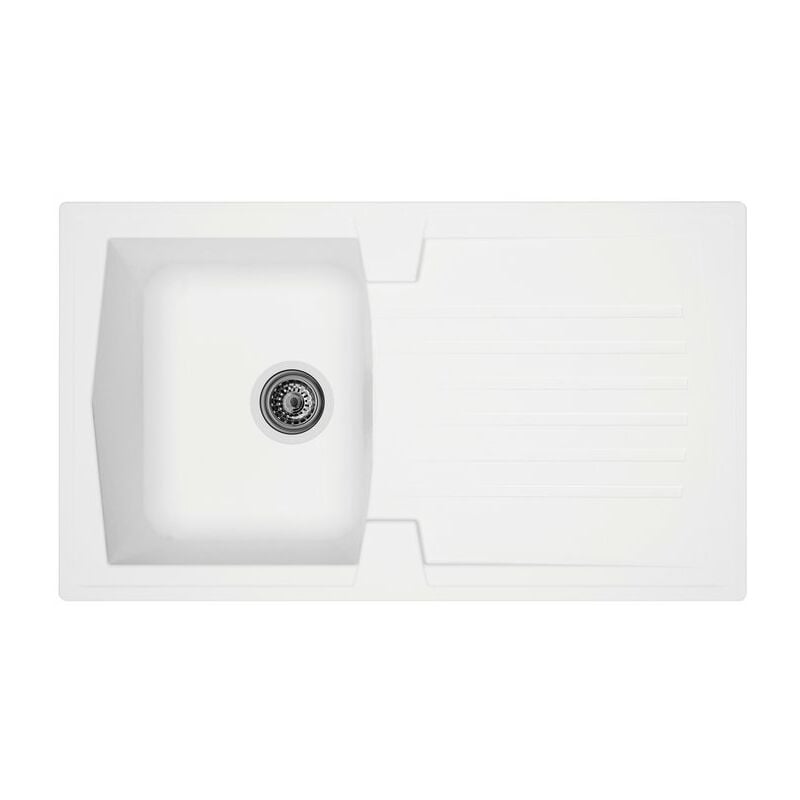 Moderna - Evier à encastrer en résine Arena Blanc - Longueur 86 cm - 1 cuve