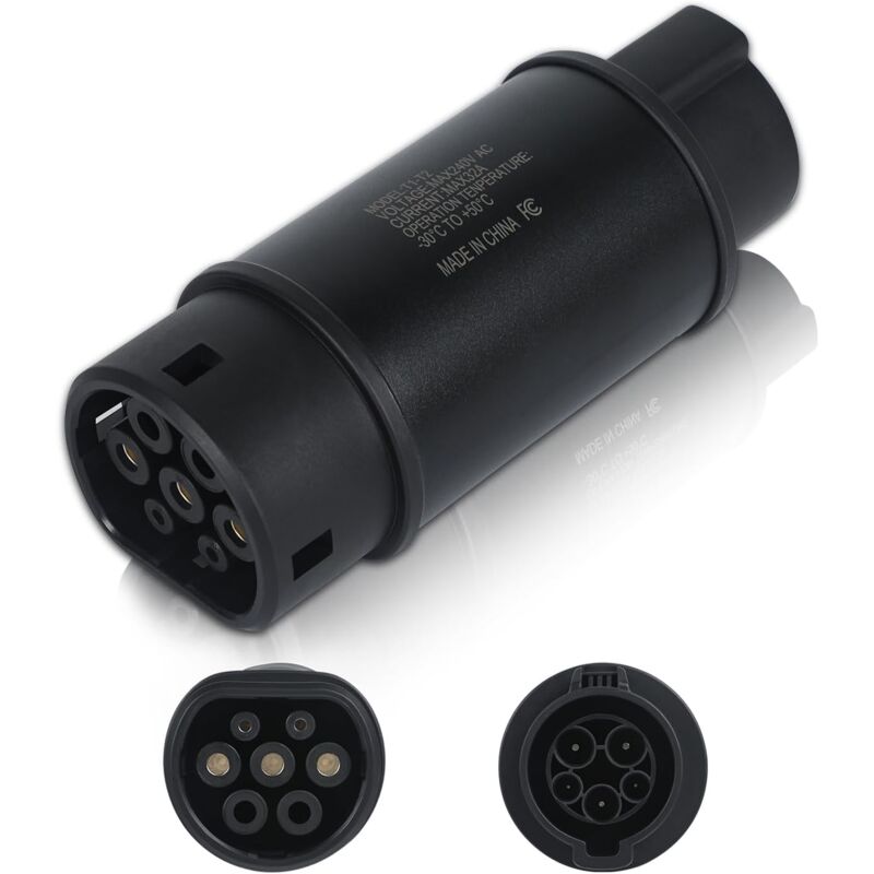 EV Adaptateur de câble de Charge,Max 32A,240V AC,IP54,Adaptateur EV de Type 1 vers Type 2,Adaptateur de Véhicule électrique SAE J1772 vers IEC 62196