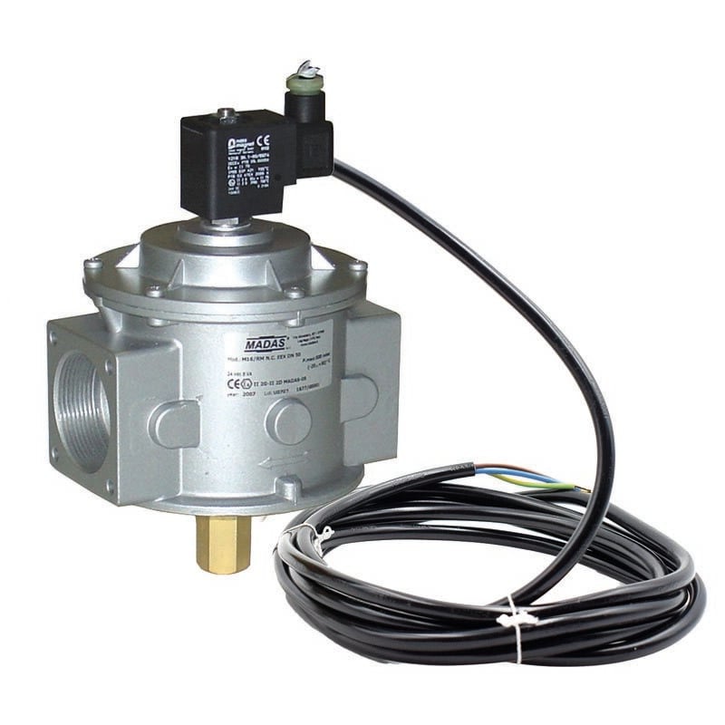 Electrovanne gaz atex normalement fermée avec réarmement manuel 500 mbar ev rm nc adpe/eex 2' pmax 500mbar 230v m16/rm nc eex cm
