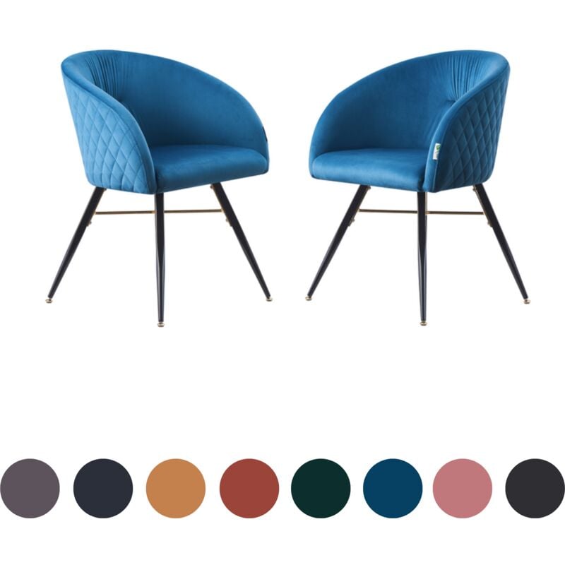 Life Interiors - Ensemble de 2 chaises de salle à manger Vittorio lux en velours avec pieds en métal - Chaise de salle à manger - Chaise rembourrée