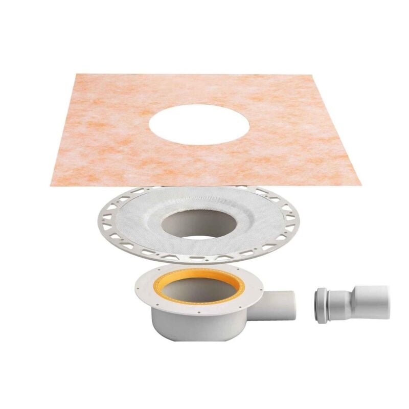 Schluter - Kit d'évacuation pour douche à l'italienne, sortie horizontale kerdi drain - DN40 - Garde d'eau: 3 mm - Débit : 0,4l/s - Sans siphons