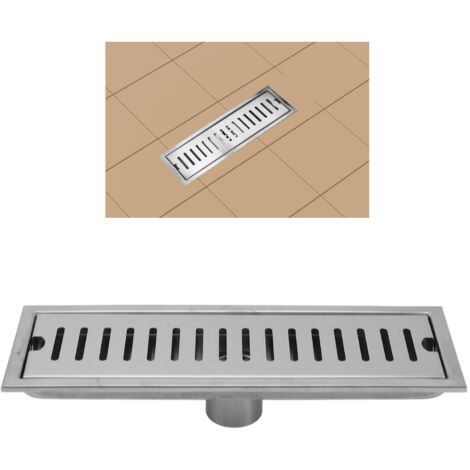 [Evacuation de sol de douche] Cuvette rectangulaire 12 pouces linéaire anti-odeurs en acier inoxydable 304 anticorrosion pour maison/hôtel