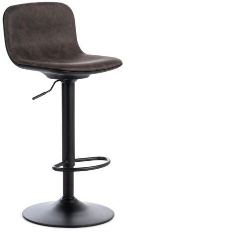 Evan, Set di 2 Sgabelli regolabili in microfibra Grigio scuro (39cm X 45cm H. 86/102cm)