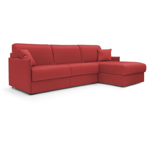 Evans Ecksofa mit Schlaffunktion aus wasserfestem Stoff T13 232 cm links (mat. 120x197) Rot