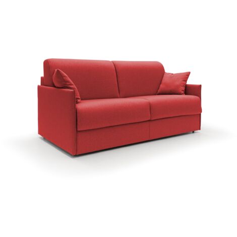 Evans Sofá cama convertible en tela impermeable 169 cm (mat. 140x197) Rojo