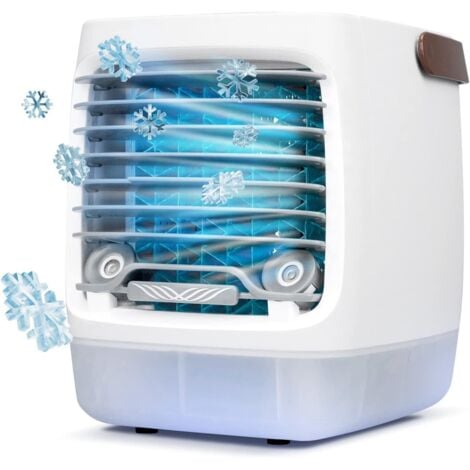 Evaporative Room Air Cooler - 4 Speed Portable Mini Swamp Cooler with Humidifier  Personal Cooling Unit for Bedroom, Home Office & Camping Room  USB Rechargeable, Easy to Install