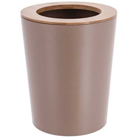 Evasierter metalleimer mit deckel bambus 5l - cappuccino bambus - Tendance