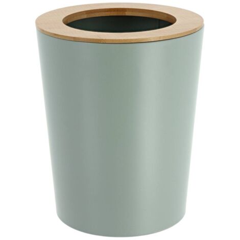 Evasierter mülleimer aus metall mit bambusdeckel 5l - eukalyptusgrün - Tendance