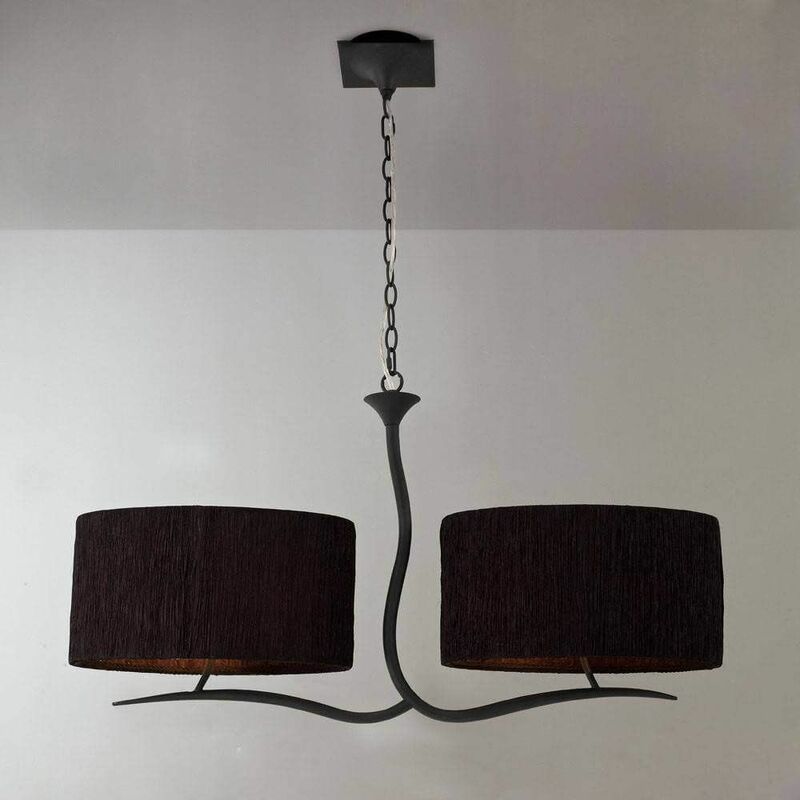 09diyas - Eve 2 Arm pendant lamp 4 Bulbs E27, anthracite with black oval lampshade