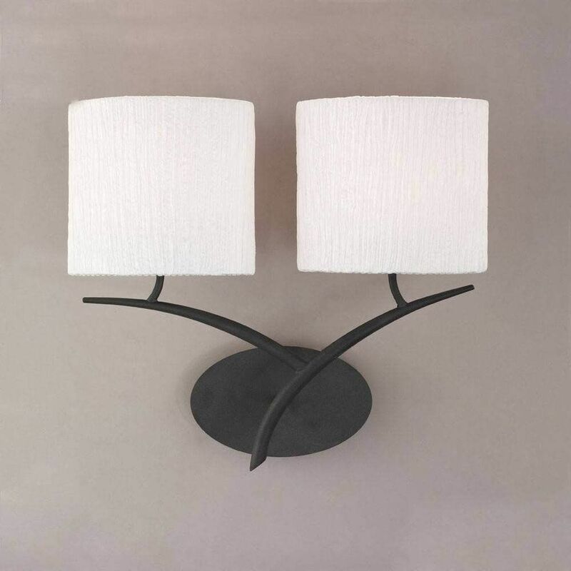 09diyas - Eve 2-Light E27 wall light, anthracite with oval white lampshade