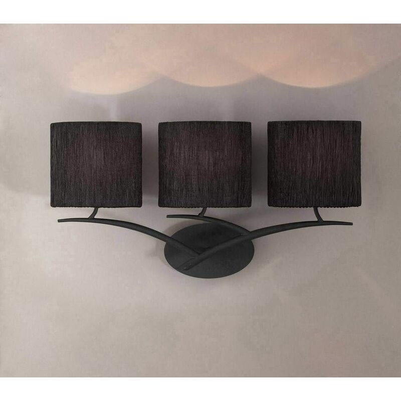 09diyas - Eve 3-light E27 wall light, anthracite with black oval lampshade