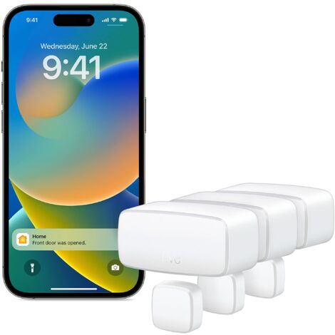 Eve Door & Window (Matter) 3 pezzi – sensore intelligente di contatto, sicurezza domestica, compatibile con Apple Home, Alexa, Google Home, SmartThings, richiede un Thread Border Router