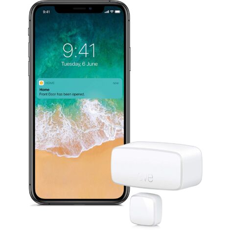 Eve Door & Window – Sensori di contatto intelligenti per porte e finestre, notifiche (chiuso, aperto), nessun bridge, Bluetooth, Thread, Apple HomeKit