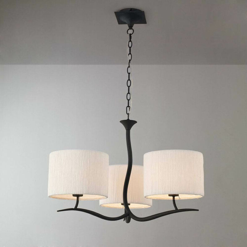 Eve pendant lamp 3 bulbs E27, anthracite with round white lampshade