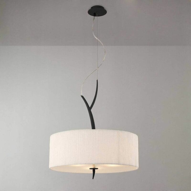 09diyas - Eve pendant light 3 bulbs E27, anthracite with round white lampshade