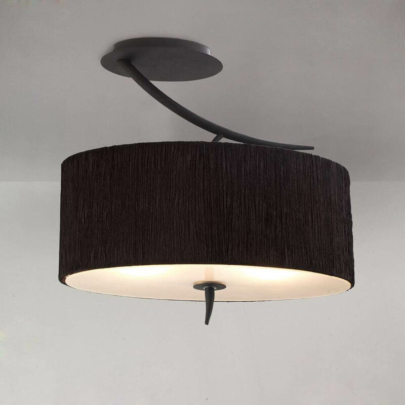 Eve semi-ceiling light 2 bulbs E27, anthracite with black oval lampshade