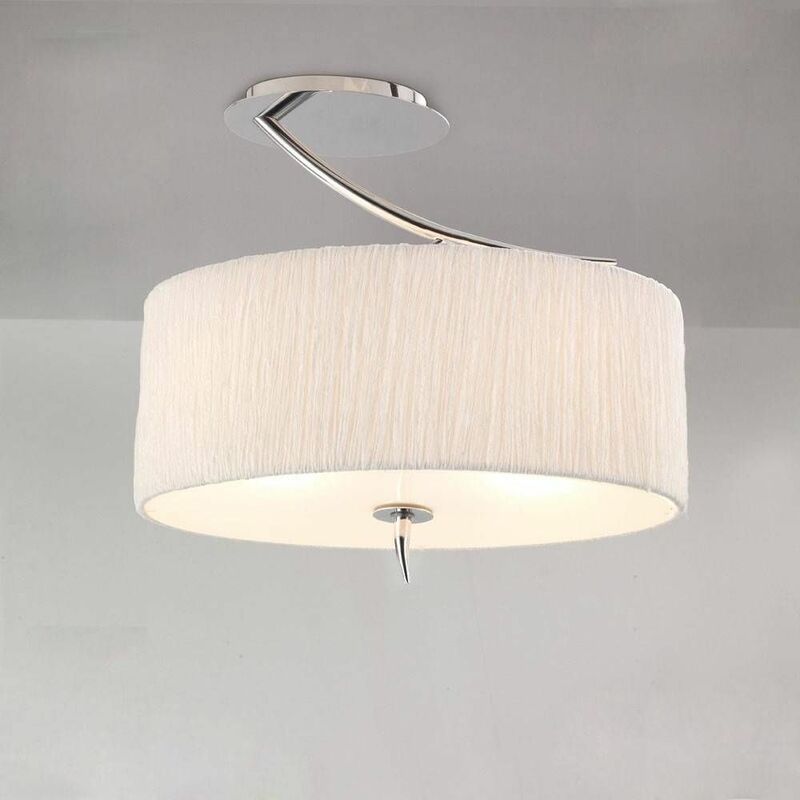 Eve semi-ceiling light 2 bulbs E27, polished chrome with white oval lampshade