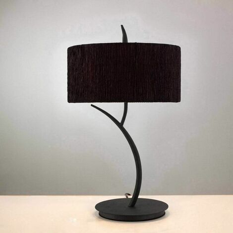 main image of "Eve Table Lamp 2 Bulbs E27 Large, anthracite with round black lampshade"