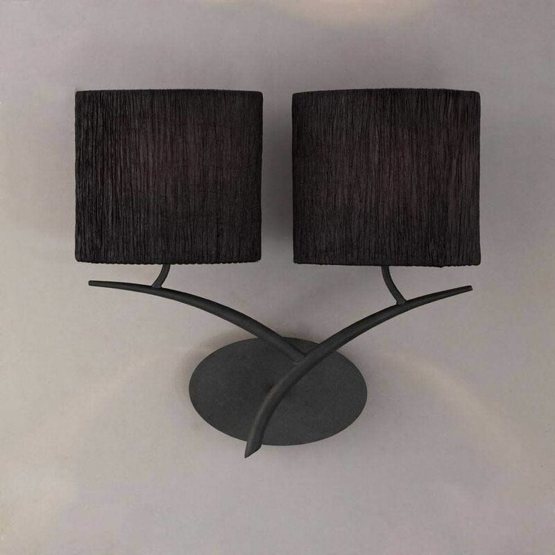 09diyas - Eve wall light 2 bulbs E27, anthracite with black oval lampshade