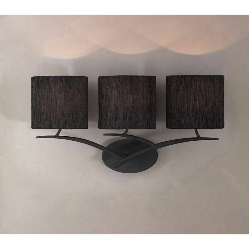 Eve wall light with 3-light switch E27, anthracite with black oval lampshade