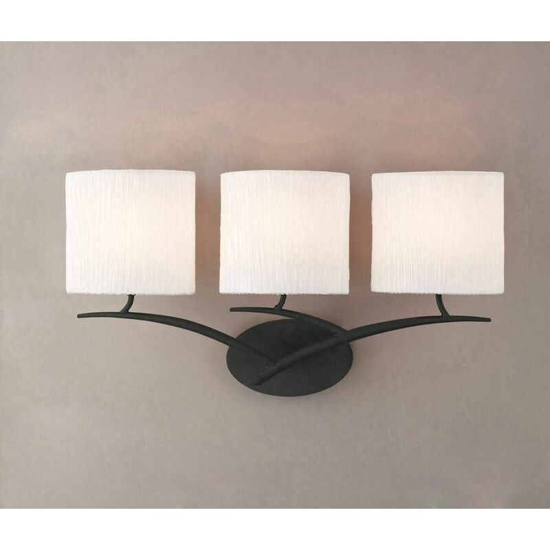 Eve wall light with 3-light switch E27, anthracite with white oval shade