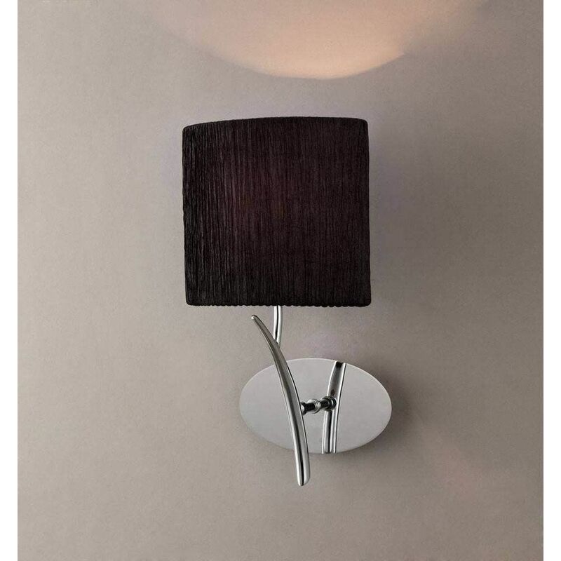 09diyas - Eve wall light with switch 1 Bulb E27, polished chrome with oval black lampshade