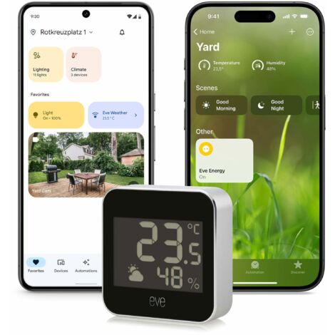 Eve Weather (Matter) – Stazione meteo intelligente per temperatura, umidità, tendenze meteo, resistenza all'acqua IPX4, accesso vocale tramite Google/Alexa/Siri, richiede un Thread Border Router
