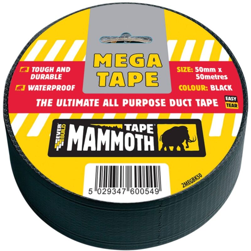 Everbuild Sika Mega All Purpose Tape - 50mm Black Duct Tape