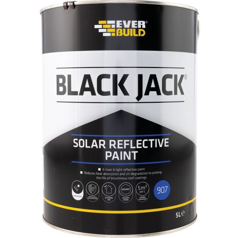 907 Solar Reflective Paint Coating 5LTR - Silver - Everbuild