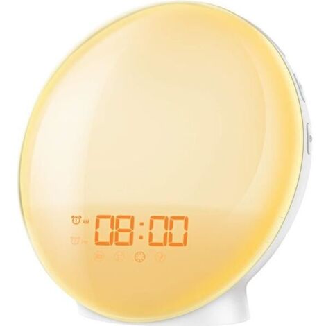 Eveil Lumière avec LED Réveil Lumineux Lampe Radio FM, Simulateur D\'aube,7 Sons Naturel, 256 RGB couleurs