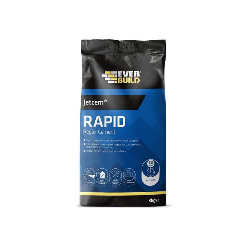 Everbuild - 3kg Jetcem Premix Sand Rapid Set Cement JETCEM3 Fast repair mortar