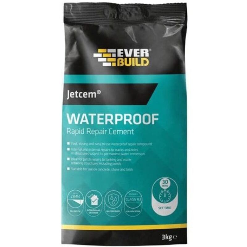 Everbuild - JETWAT3 Jetcem Waterproofing Rapid Set Cement (Single 3kg Pack) EVBJETWAT3
