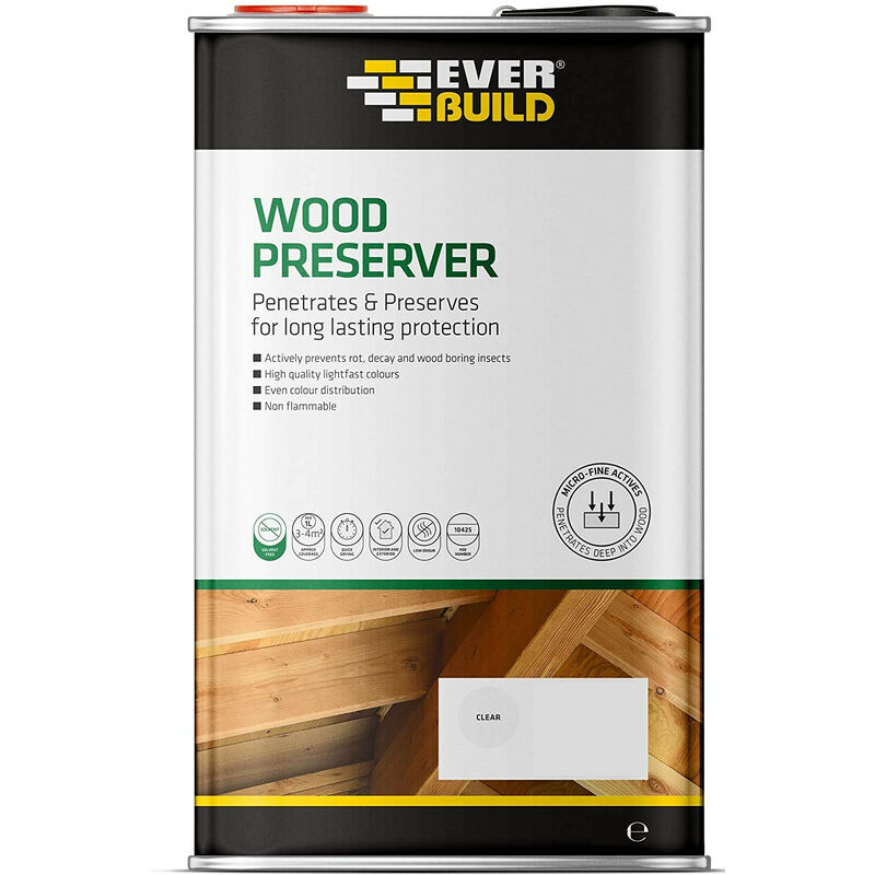 1 Litre Clear Interior and Exterior Wood Preserver Solvent Free - Everbuild