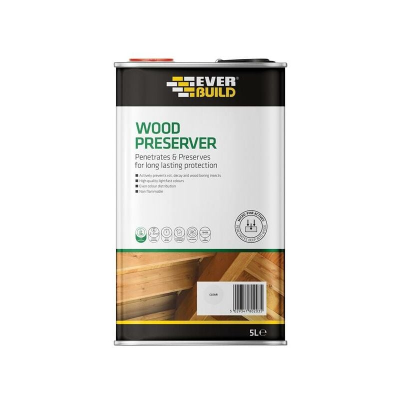 Everbuild - Sika Wood Preserver Clear 5 litre EVBLJCR05