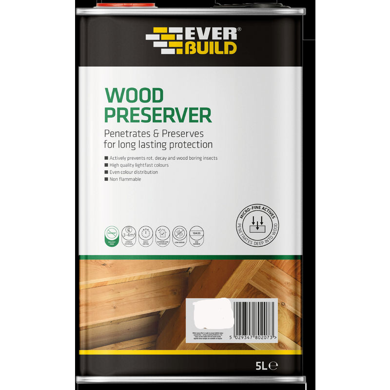 5 Litre GOLDEN CHESTNUT Wood Preserver Treatment Solvent Free Stain - Everbuild