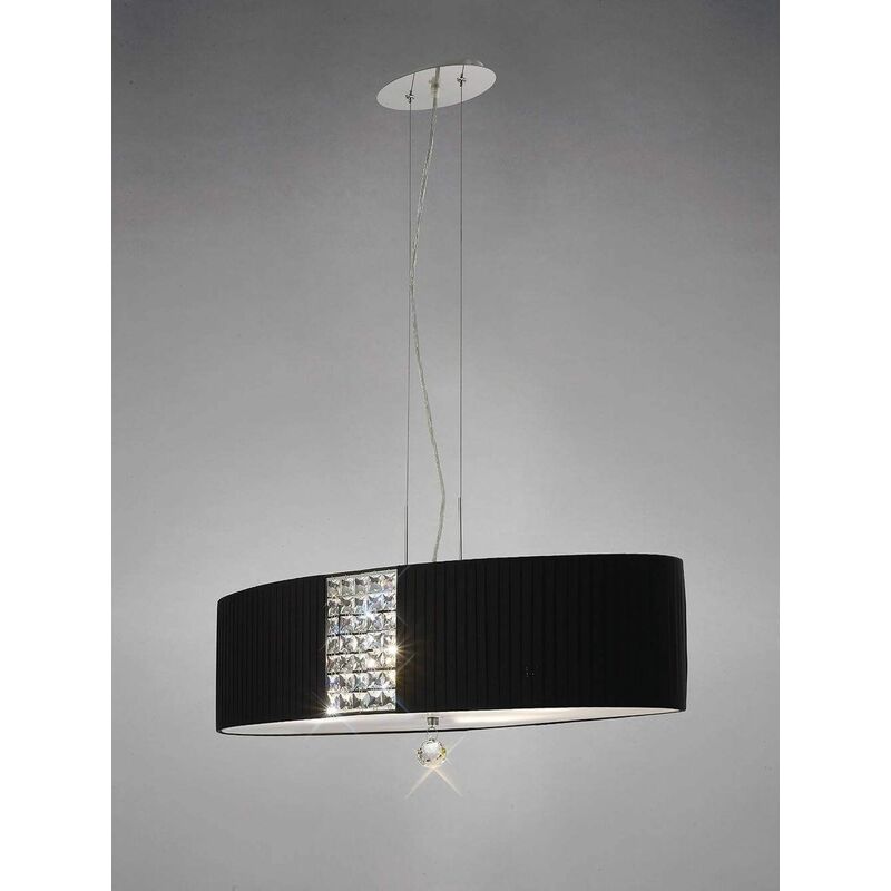 09diyas - Evelyn oval pendant light with black shade 4 lights polished chrome / crystal