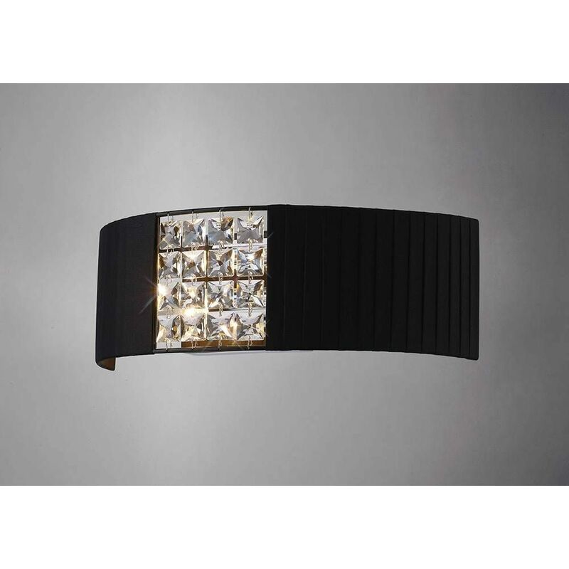 09diyas - Evelyn wall light with black shade 2 lights polished chrome / crystal