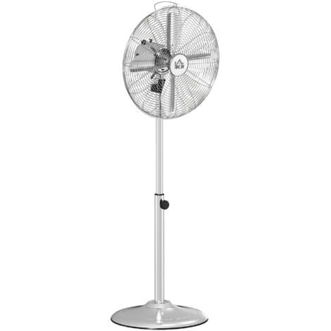 Éventail piédestal 120 cm fan ventilateur hauteur réglable 3 niveaux vitesse angle inclinaison réglable acier argent