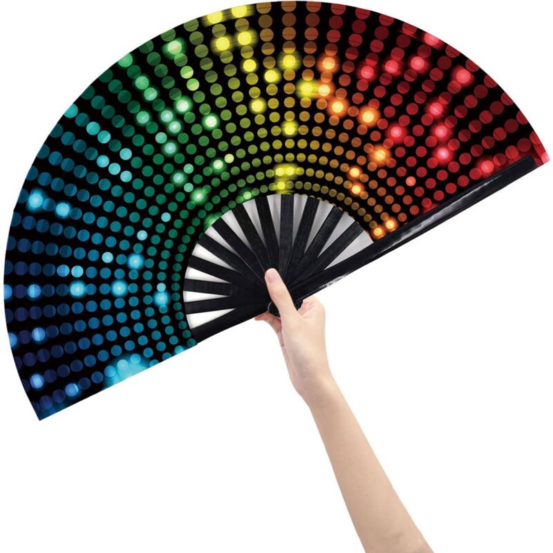 Ventail pliant, bambou/nylon, 33 cm, multicolore
