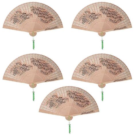 Éventail pliant en bois de santal, éventail chinois de style rétro, éventail pliable pour soirée dansante de mariage.