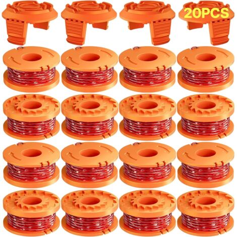 Eventronic 20 Pack Bobine Fil Coupe Bordure 3 m - WA0004.1/WA0010 Coupe Bordures Ø1,65 mm, Bobine de Fil Debroussailleuse(16 Fil Coupe Bordure,4 Couvercle)