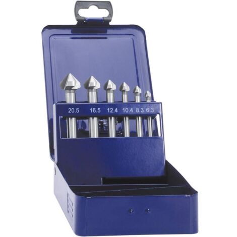 Eventus by Exact 05540 Kit svasatori conici 6 parti 6.3 mm, 8.3 mm, 10.4 mm, 12.4 mm, 16.5 mm, 20.5 mm HSS Alberino cil