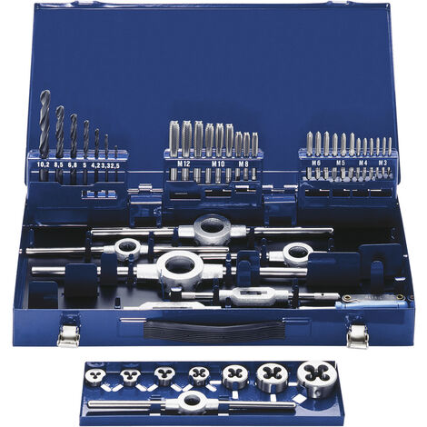 Eventus by Exact 10721 Gewindeschneidsatz 49teilig HSS metrisch M3, M4, M5, M6, M8, M10, M12